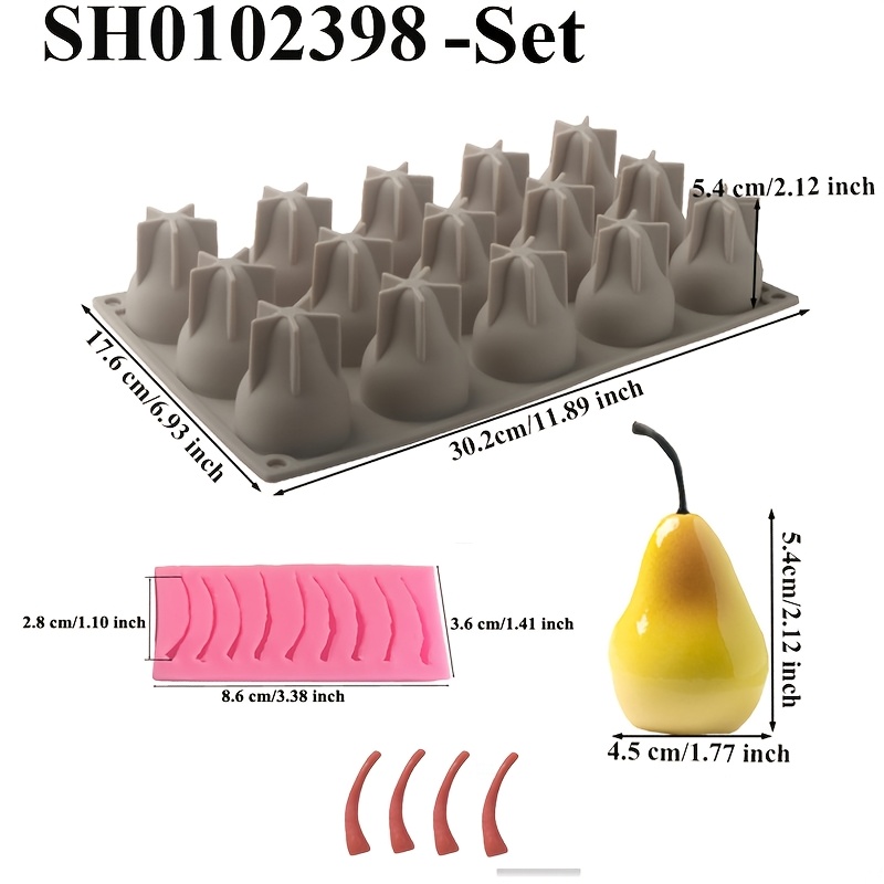 2pcs 15-link Pear-shaped Pudding Cheese Mousse Silicone Mold Baking Kitchen Tool