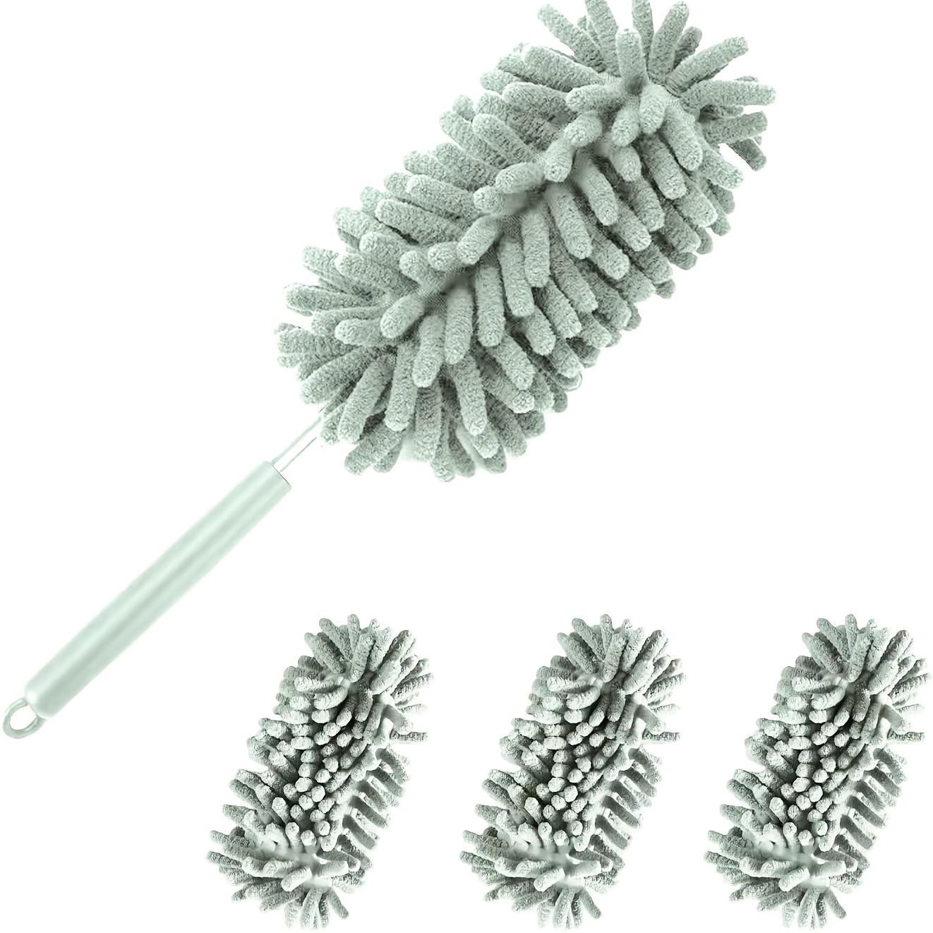 Image of Set Of 4 Washable Microfiber Dusters For Cleaning, Featuring An Extendable Pole And Design For Versatile Use