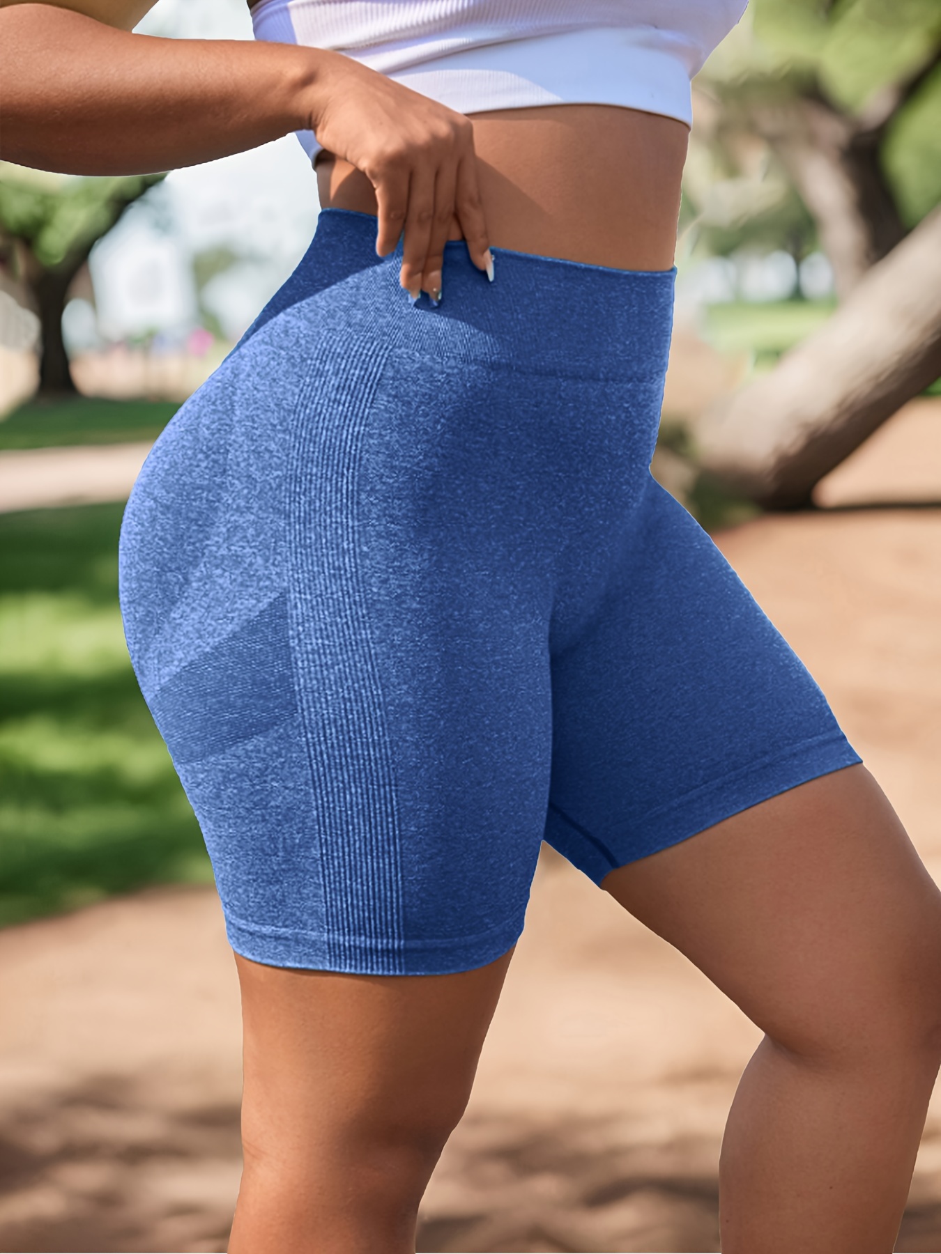 Plus Size Solid Skinny Shorts, Casual High Waist Stretchy Leggings, Women's  Plus Size Clothing