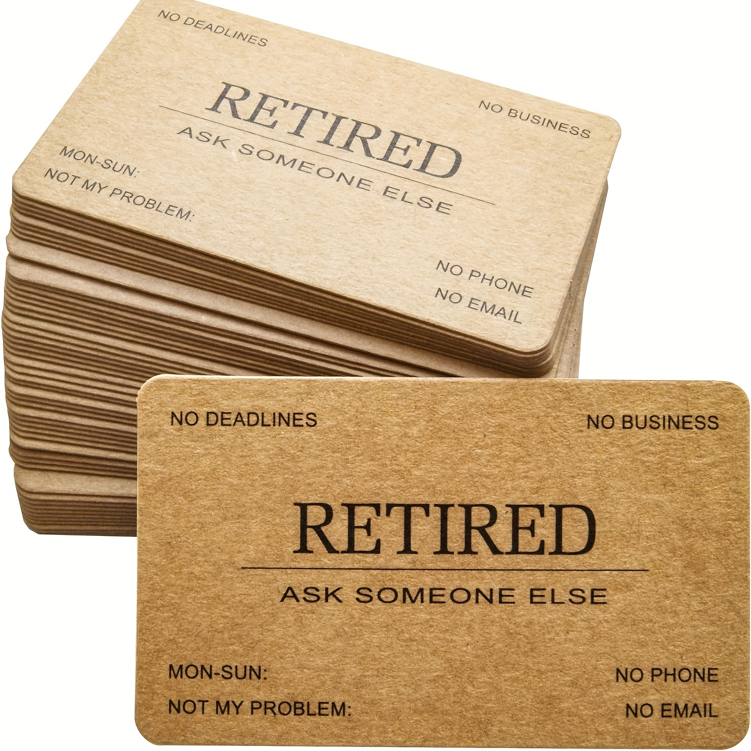 

20pcs Funny Retirement Cards - Retirees, Colleagues & Boss - No Case Needed, Sustainable Kraft Paper Business Card Set For Farewell Parties & Thank You Notes