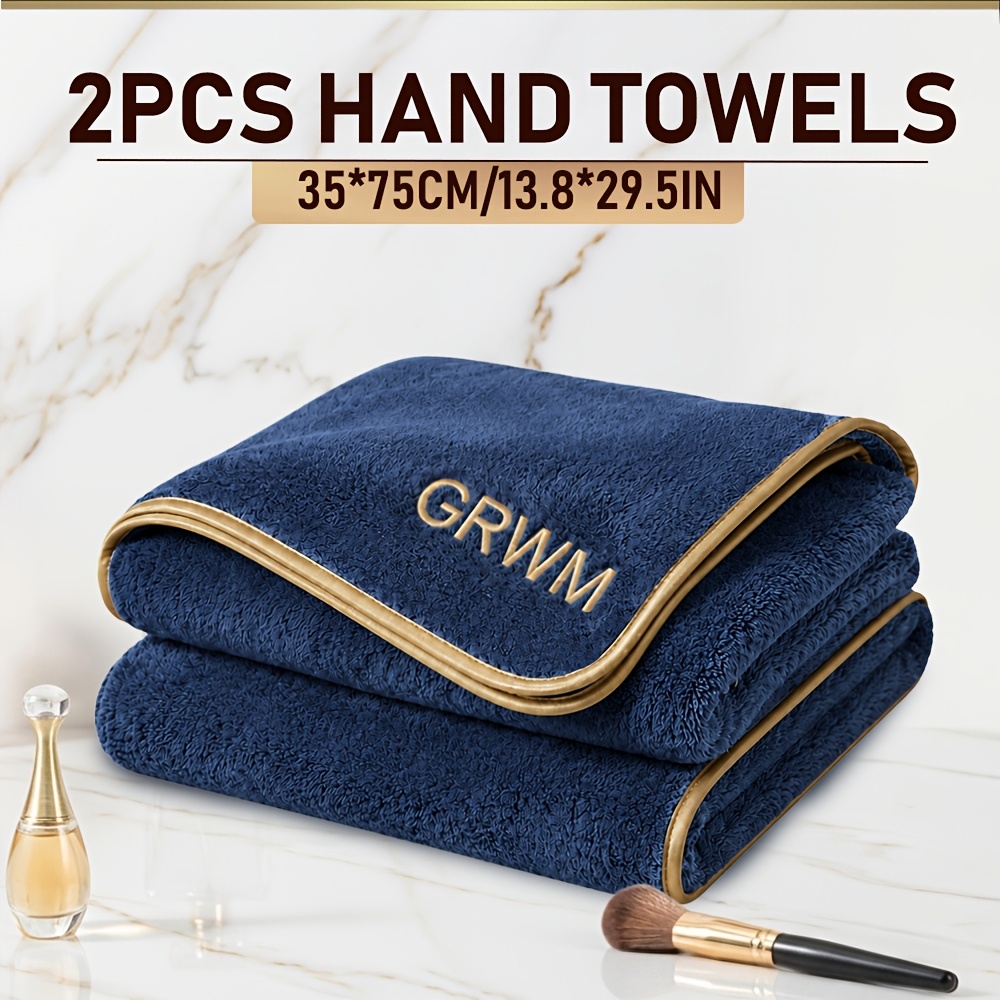 TEMU 2pcs Luxury Textured Towel Set, , 35*75cm/13.8*29.5in, Made Of Microfiber Material, Hand Towels, Soft And Comfortable, Absorbent, Quick-drying,
