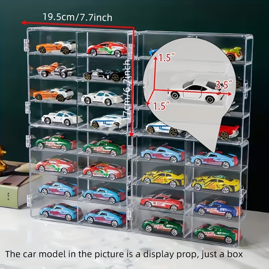 TEMU 4pcs 1/64 Scale Matchbox Car Model Display Box Can Hold 32 Toy Cars Storage Box, Dustproof, Transparent Matchbox Toy Car Display Box