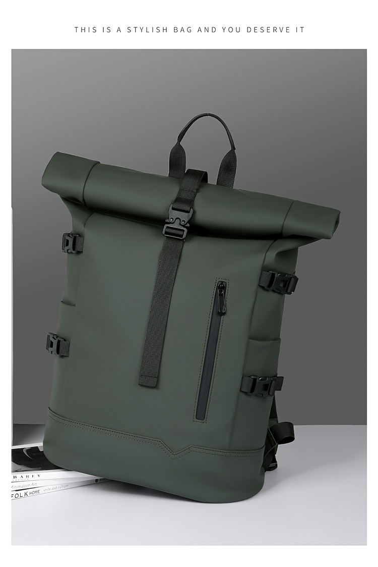 Unisex Outdoor Large Capacity Backpack for Travel And Sports, Roll-Top Laptop Bag, Stylish Casual Backpack for Men