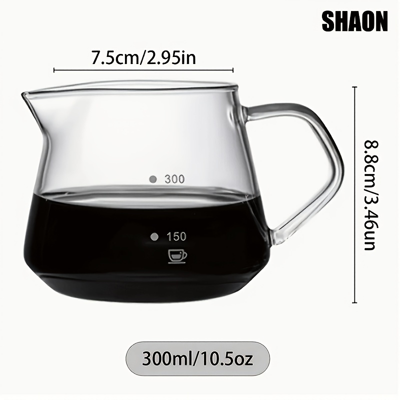 E-shop SHAON 1 Stück Glas-Kaffeekanne, V-förmiges Design mit glatter Ausgießung, verstärkte Skalenlinie für bequemen Griff, Küchen- Cafézubehör