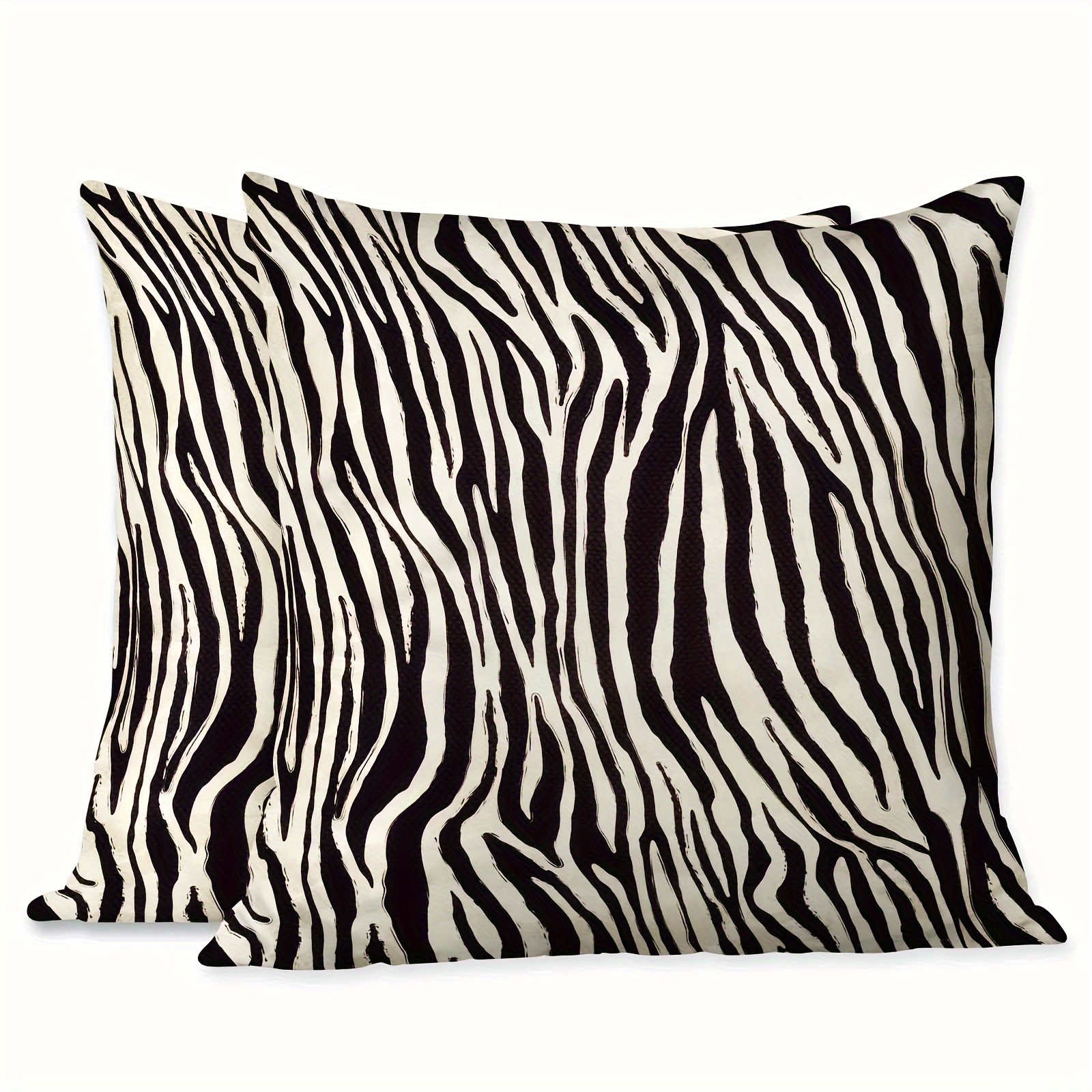 TEMU 2 dekorative Kissenbezüge aus kurzem Plüsch, schwarz-gelbes Zebrahautmuster, Textur-Kissenbezüge für Schlafzimmer und Wohnzimmer, Packung mit 18