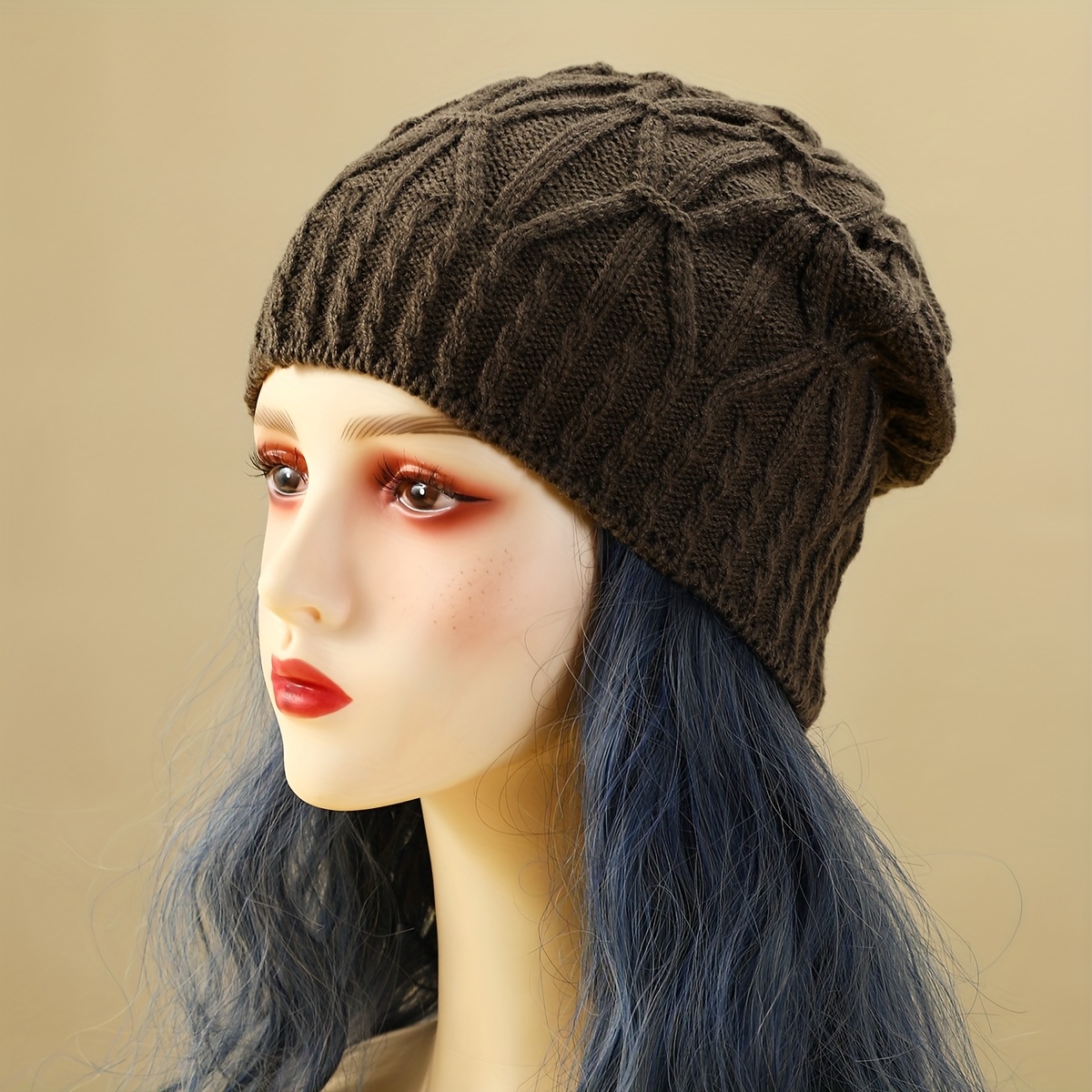 Unisex Single-Layer Cable Beanie, Windproof Ear-Protecting Hat