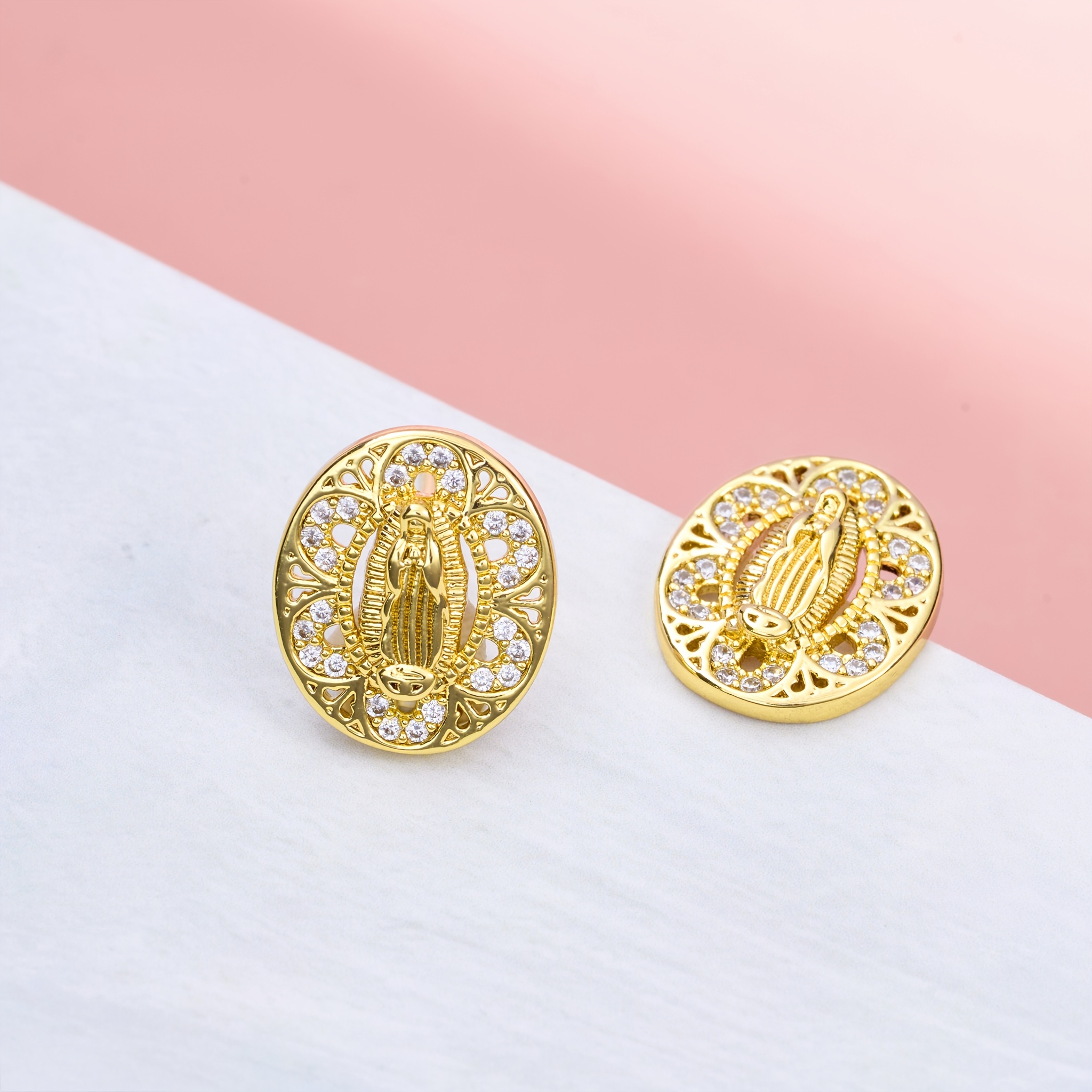 18K Gold Plated Vintage Virgin Mary Jewelry Set