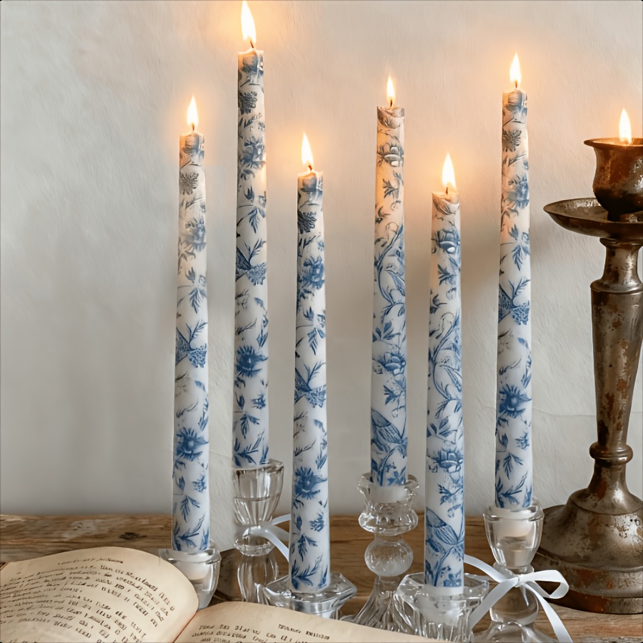 TEMU 6pcs 9.8" Classic Elegant Taper Candles - Unscented Christmas Candles For Party, Holiday Table Decor & Gift Ideas