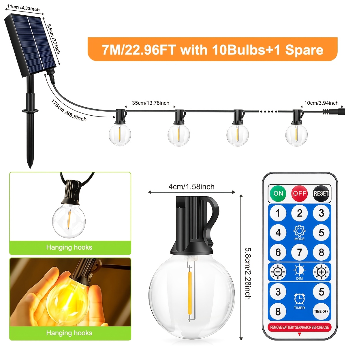 Image of Up To 41 Leds Smart Solar Fairy Lights, Fairy Lights, 8 , Remote, Timer, Dimmable, Solar Fairy Lights For Balcony Garden Camping