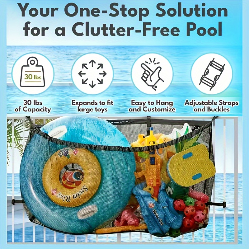 

Extra-large Swimming Pool Floats Mesh Storage Bag - Durable, Quick-drying, Keeps Rings Organized - Perfect For Poolside Use & Essential Pool Accessories - 1pc