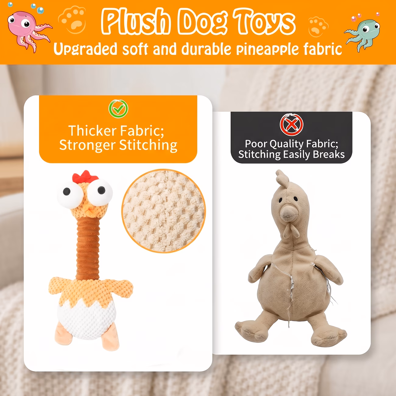 2026 new durable squeaky dog toys indestructible plush dog toy funny dog toys for small medium large breed daily companionship training reward gift crinkle squeaky plush dog puppy chew toys for teething cute puppy toys Product details 6