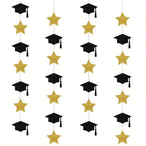 12pcs graduation season back to school theme hot star and shiny graduate cap shaped party decorations hanging ornaments background decoration supplies