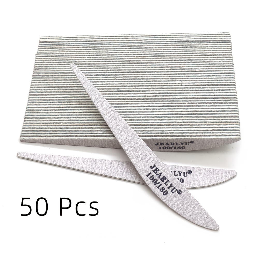 Image of Jearlyu Nail Files (50pcs), 100/180 Grit Wooden Emery Board Nail File Double Sided Small Wood Fingernail Files For Natural Reusable Manicure Pedicure