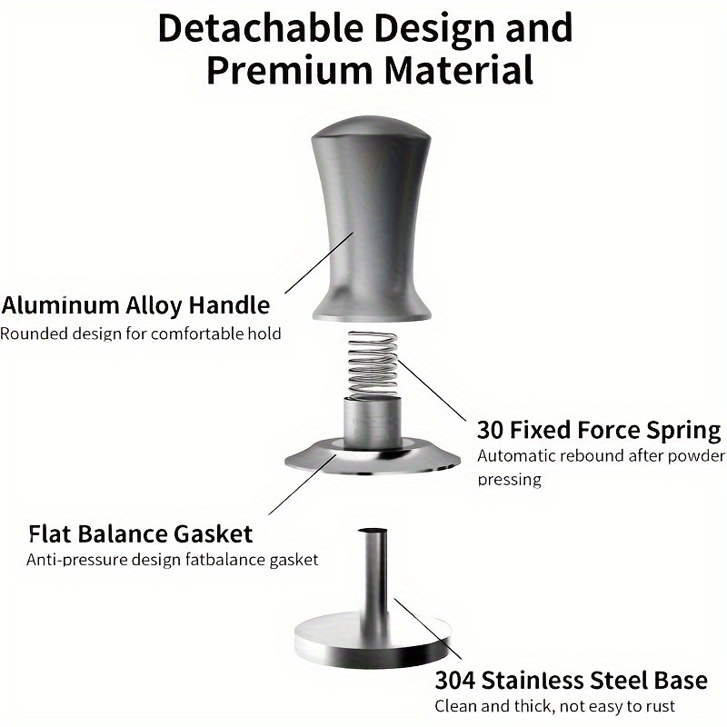 premium stainless steel espresso tamper adjustable depth calibration spring   baristas home use details 7