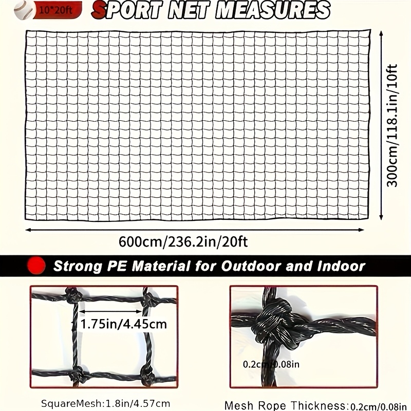 TEMU Sports Net, Sports Netting Barrier, Sports Netting For Backyard, Twisted Knotted Pe Net, Fence Net, Stop Net, Baseball Softball Nets