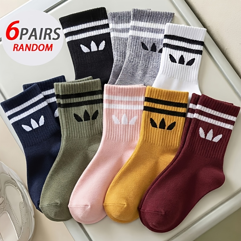 TEMU Random 6-pair Assorted Solid Color Men's Socks - Basic, Simple, Versatile, Unisex, Comfortable, Stylish, And Easy To Match Pattern Set, Suitable