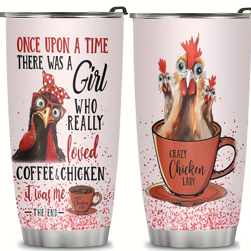 

20 Oz Stainless Steel With Lid For , Insulated Coffee Mug For Chicken Moms, Lady Design, Vacuum Cup, Unique Poultry Gift