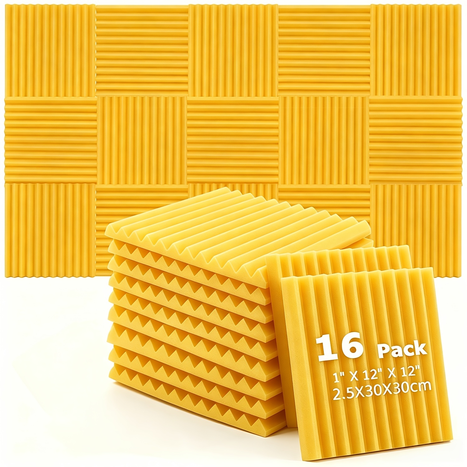   acoustic foam panels 16pcs set 30 30 2 5  gray red blue purple yellow multiple colors for free combination high density 30kg m sound absorbing foam suitable for recording   music equipment acoustic panels home theaters