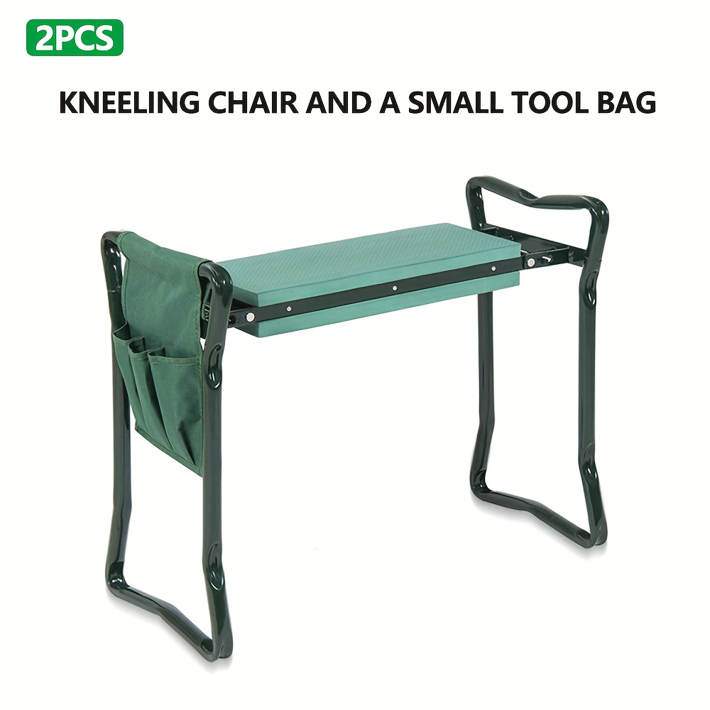 E-shop Faltbarer Garten-Knietstuhl mit gepolstertem Kissen & Werkzeugtasche – Bequem, langlebiger Metallrahmen, ideal für Gartenarbeit, Rasenpflege &