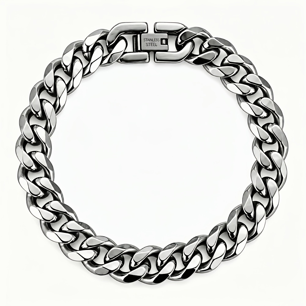 Image of 1pc Width 9/11mm 316l Stainless Steel Cuban Chain Bracelet For Men Fashion Hip Hop Male Accessories Boyfriend Gift