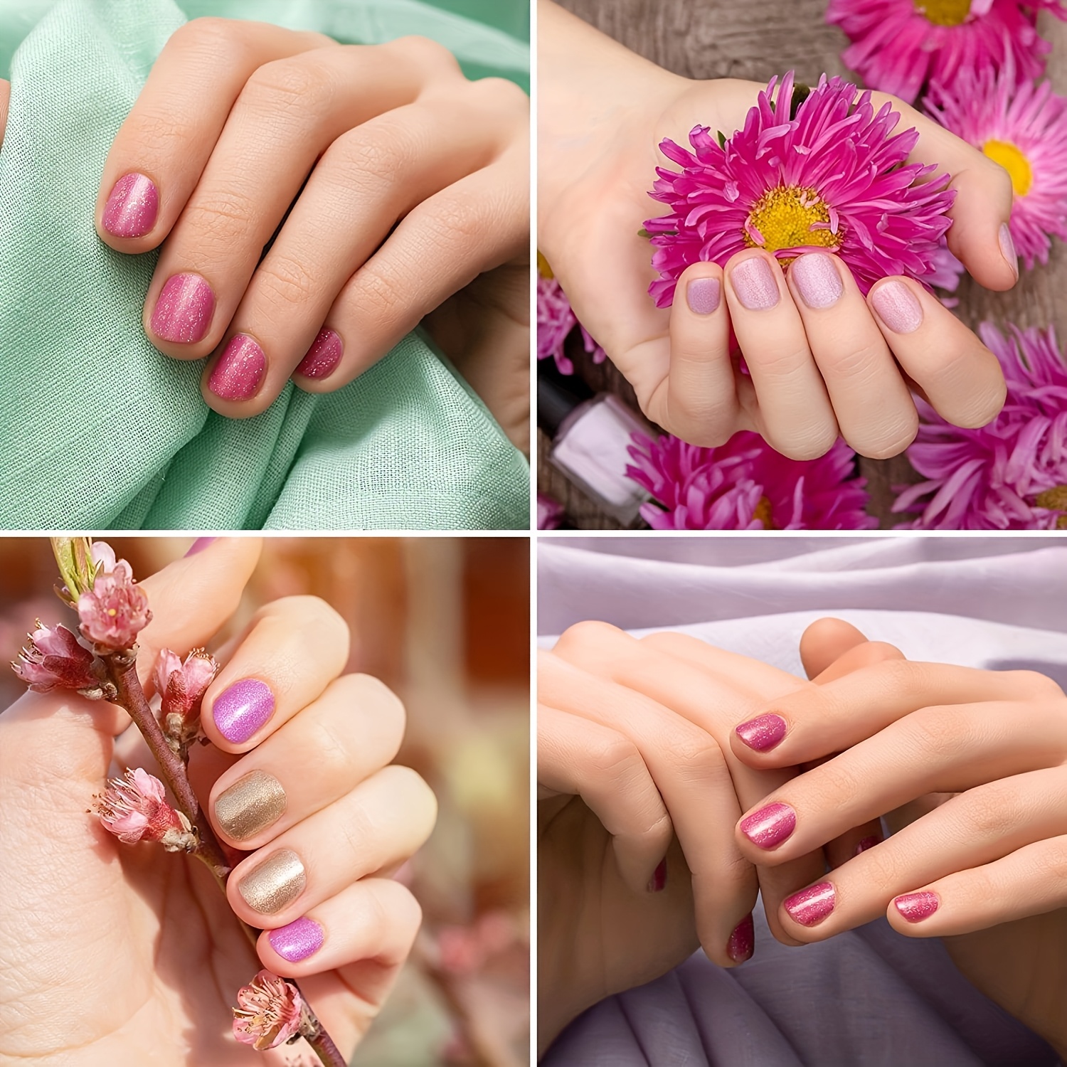 12 kompletnih uradi sam setova za nokte za početnike s glitter prahom, French tip sustavom (i), kliještima za nokte, četkicama i trakama za poliranje - Sve u jednom manikir setu za njegu noktiju, s korak po korak priručnikom (Poklon)