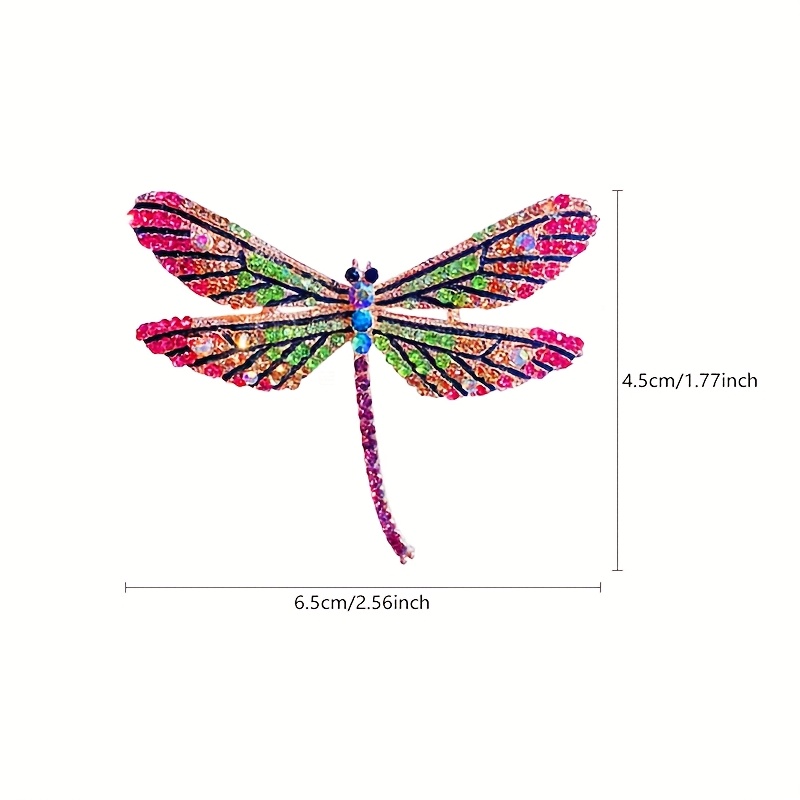 TEMU Elegant Colorful Dragonfly Brooch - Sparkling & Gemstone Design, Alloy, Dresses, Shirts, Jackets, And Accessories, Ideal For Parties & , Dragonfly Decor