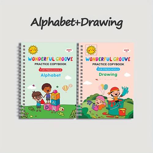 grooved handwriting practice book reusable automatic ink free pen with ten refills