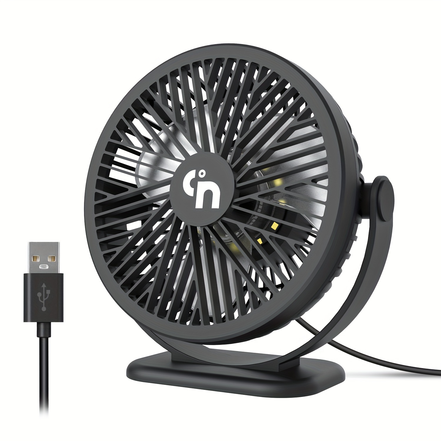 

Usb Desktop Fan With Led Night Lights, 360° Small Fan, 3 Quiet Cooling Table Fan, Mini Usb Desk Fan For Home Office Desktop Office Table 5.3 Inch