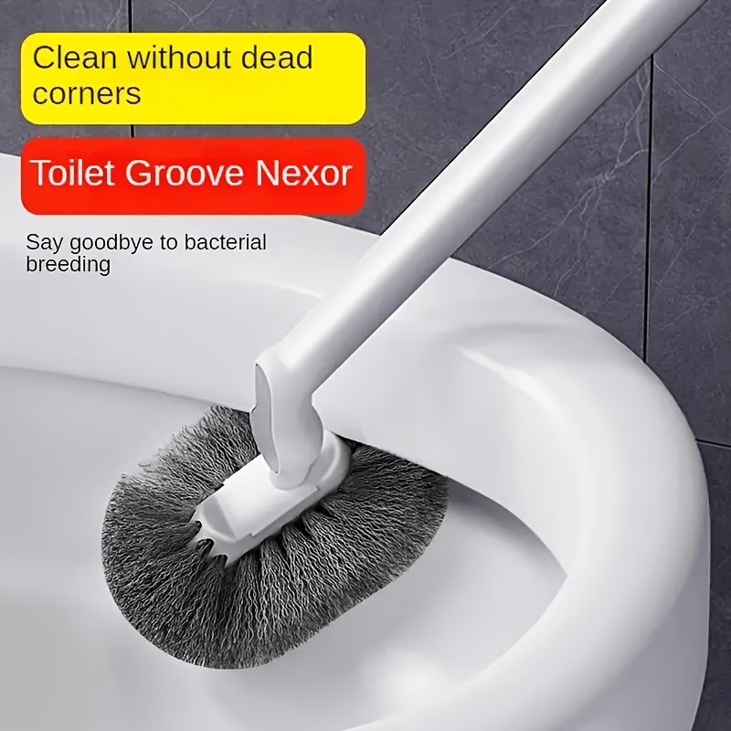 

Ergonomic Toilet Brush With Long Handle - Manual Deep Cleaning For Bathroom, Kitchen, Bedroom, Car - Reusable, Portable, No Power Required, Neck Design For Hard-to-reach Areas, Toilet Brush