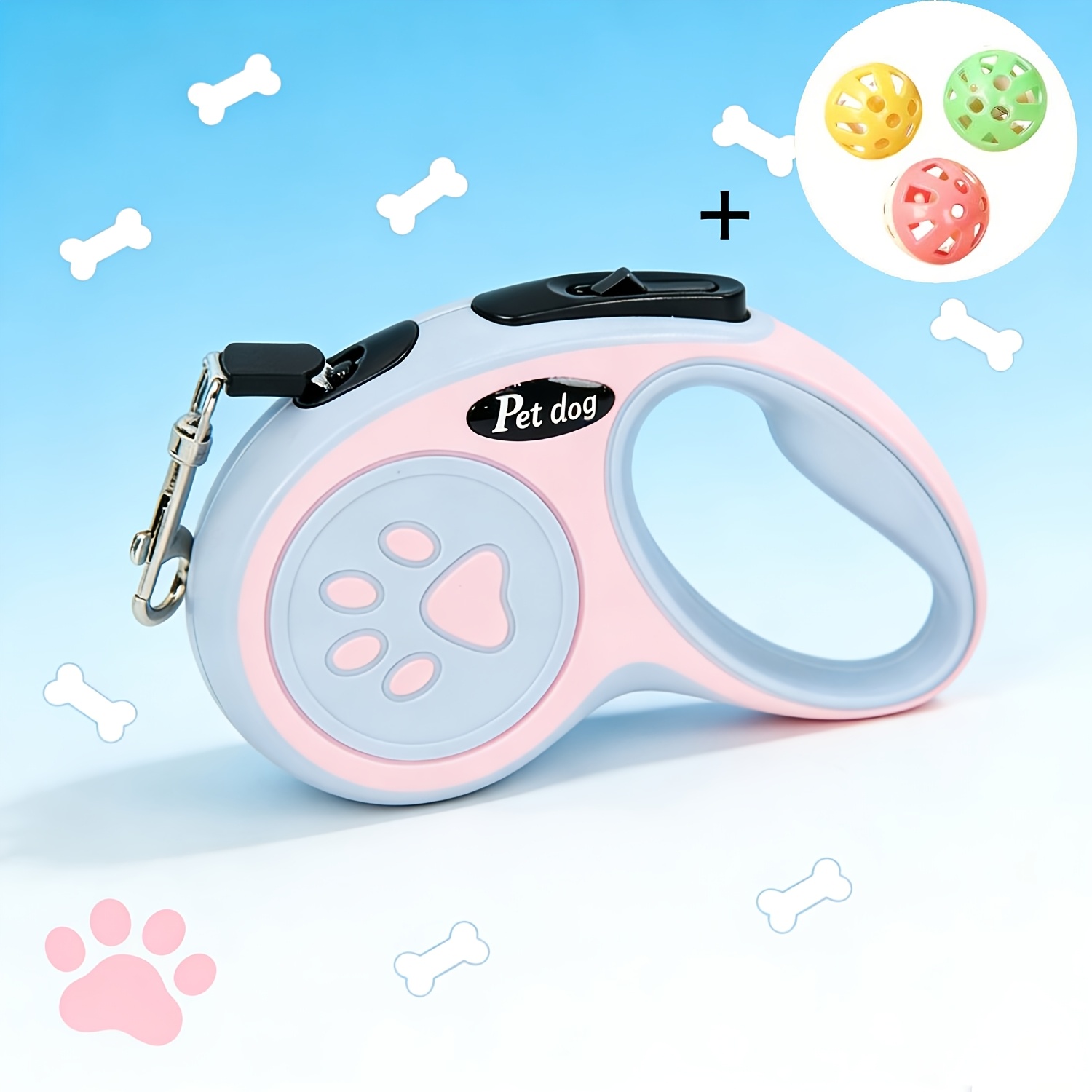 TEMU Automatic Anti-collision Retractable   3 Random Balls, Designed For Outdoor Dog Walking, With Training Function, Suitable For Medium/large Dogs.