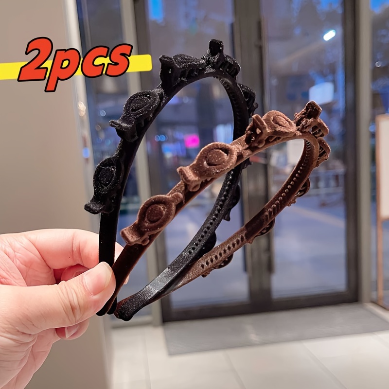 1pc/2pcs Autumn And Winter New Fleece Double Layer Hairband Braiding Headband Women's Bangs Loose Hair Organizer Pressed Hair Scrunchie Hair Tie Accessory