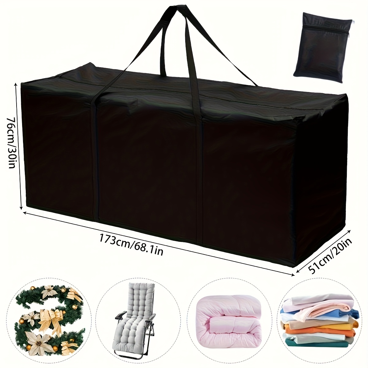 Image of Stay Organized Outdoors: 210d Oxford Fabric Storage Bag For Garden Furniture Cushions, Cushion Storage Bags