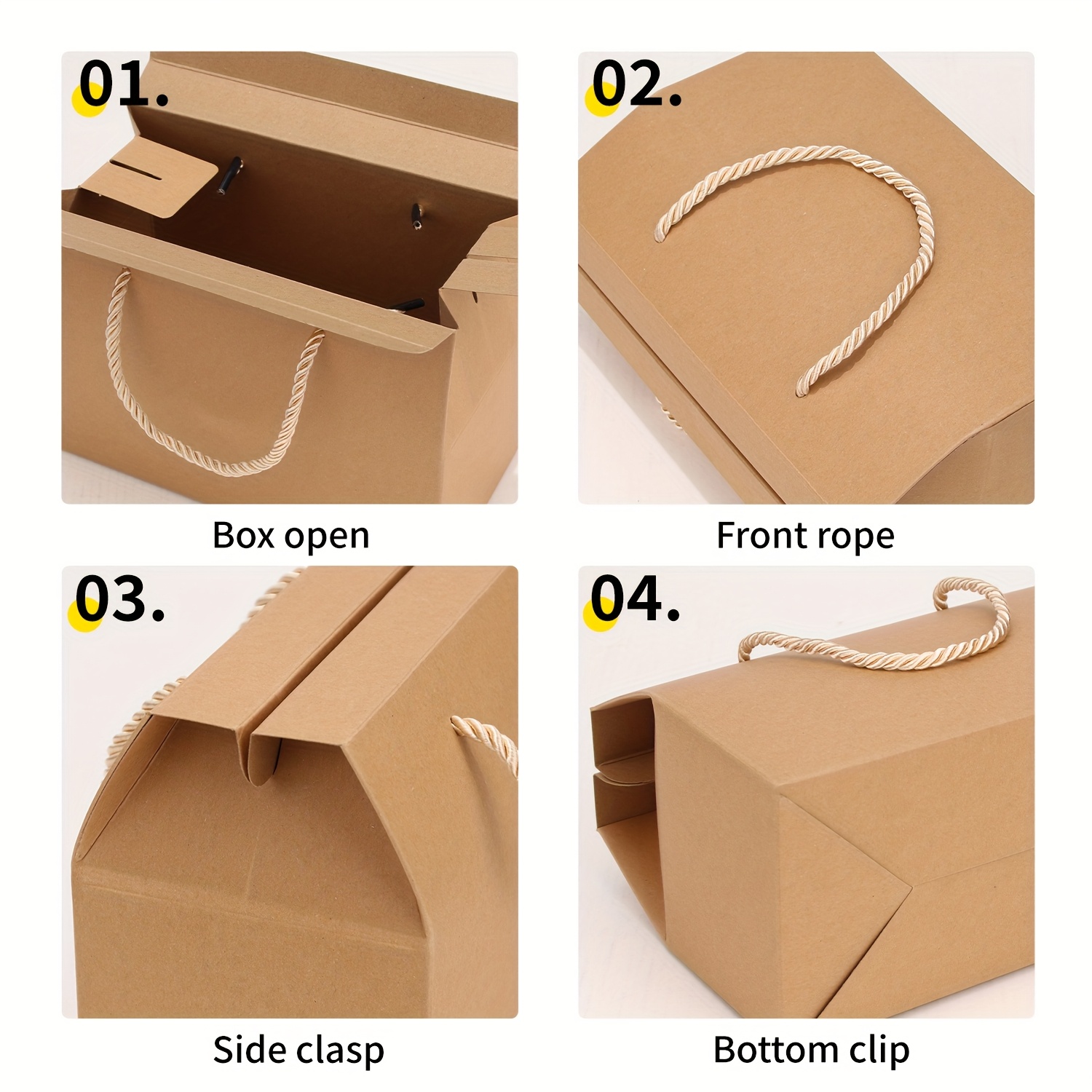 [Customizable Paper Gift Boxes] 20pcs Customizable Paper Gift Boxes with Handles - 20x10x13.5cm White, Brown & Golden, Ideal for Weddings, Birthdays, Christmas, Halloween - Perfect for Candles, Cosmetics, Small Gifts, Gift Boxes for Gifts, Best for Christmas, Perfect for Thanksgiv