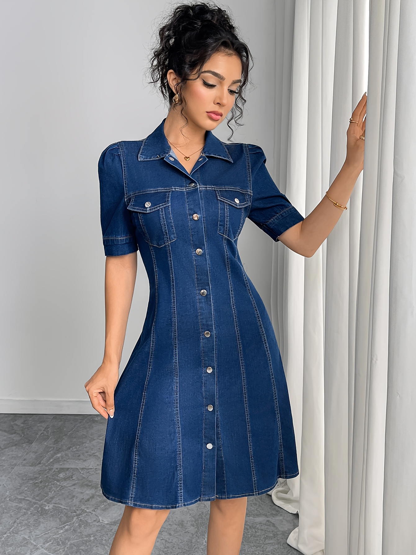 denim midi dress for women sold on Temu Australia
