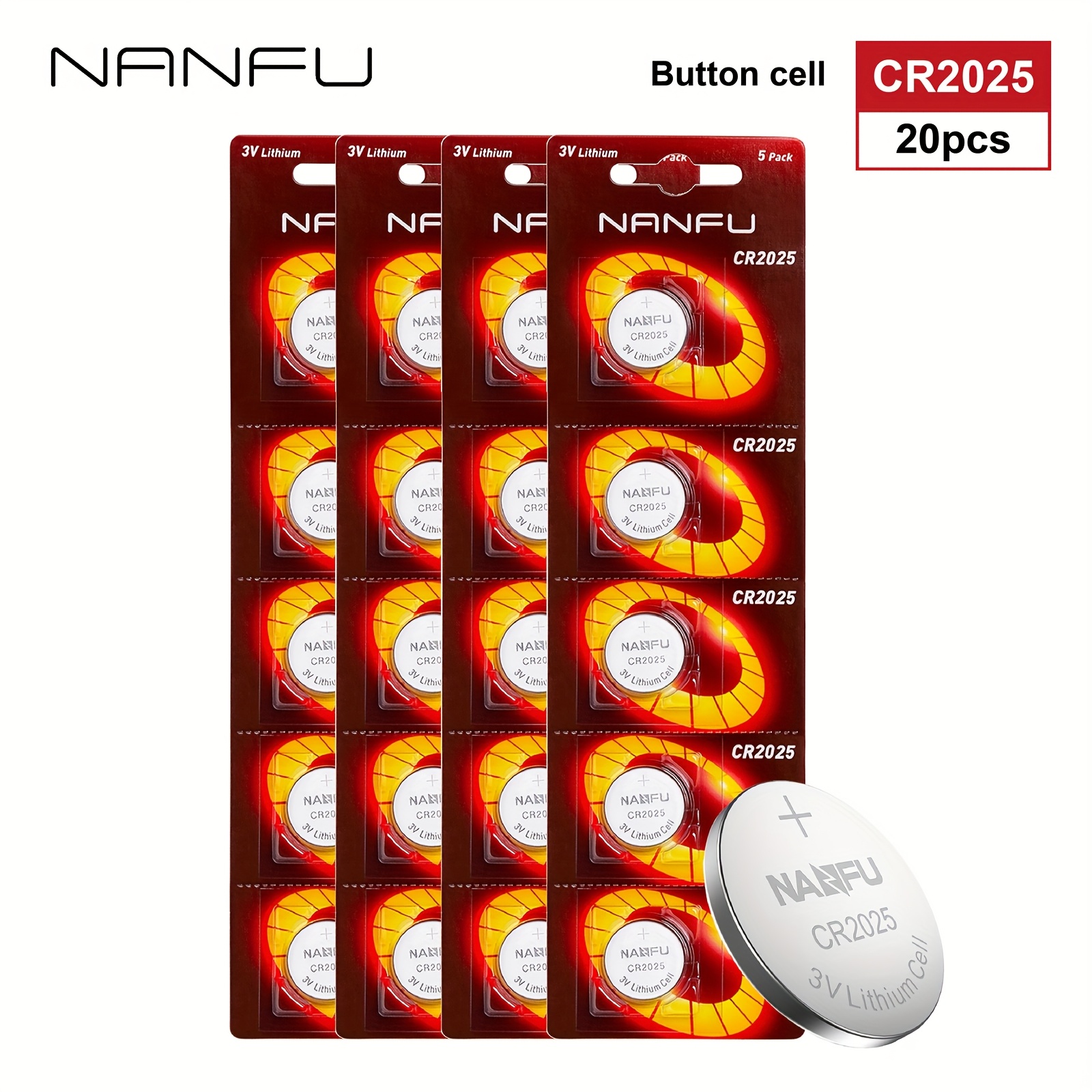 TEMU 20-pack Cr2025 Lithium Coin Cells For Christmas Gifts & Halloween Favors - 3v, 5-year Life - Stocking Stuffers