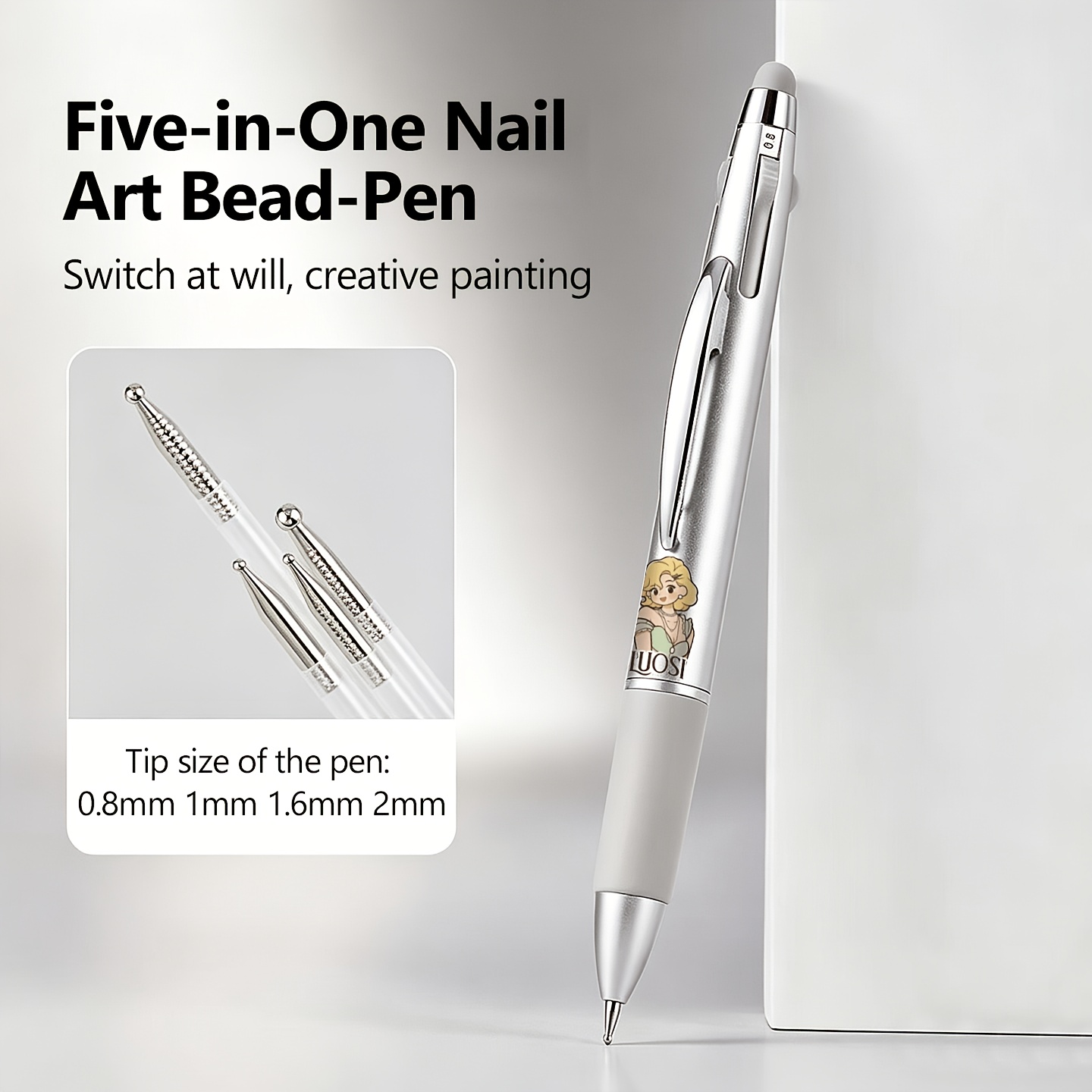 TEMU 4-in-1 Nagellakpen met Meerdere , Drukstijl Stippenpunt & Boorborstel - Geschikt voor Nagels, Stippen, Bloemmotieven, Omrandingen, Professionele