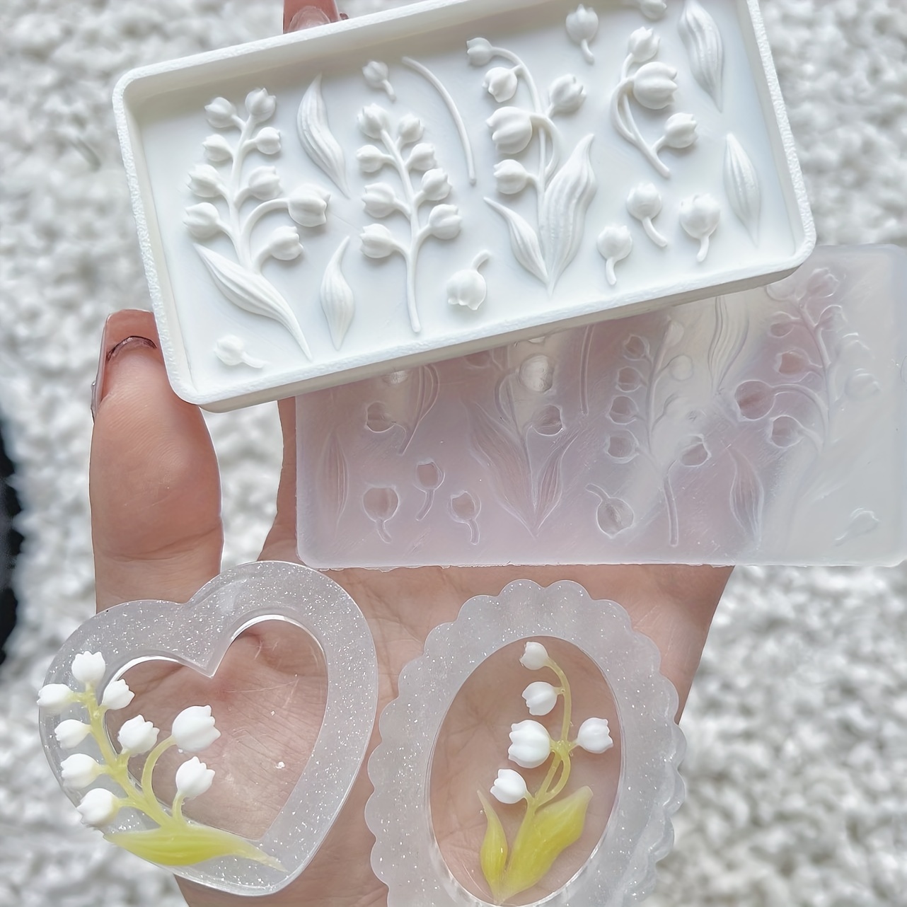 

Lily Of The Valley Pendant & Frame Decor Accessories Epoxy Resin Mold Set, Silicone Keychain Casting Molds For Diy Crafts, Jewelry Making, Home Decor