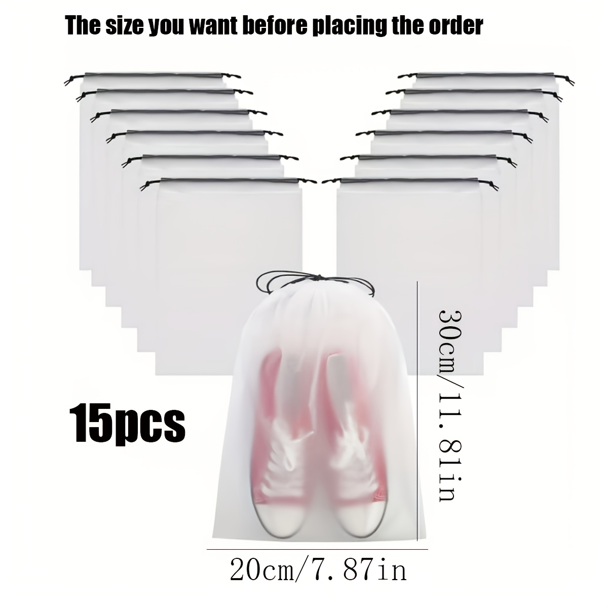 5/10/15/20 piezas Bolsas de malla de almacenamiento semitransparentes, Bolsas con cordón para ropa y almacenamiento de viaje de ropa interior, Bolsas para guardar zapatos, Bolsas para guardar ropa y calcetines