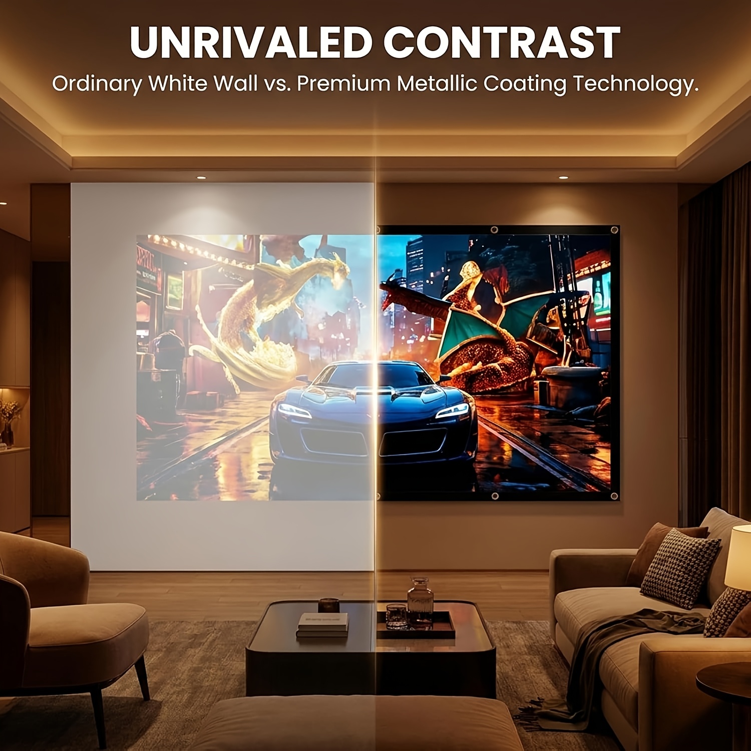 Upgraded 120-Inch Projector Screen with Black Border