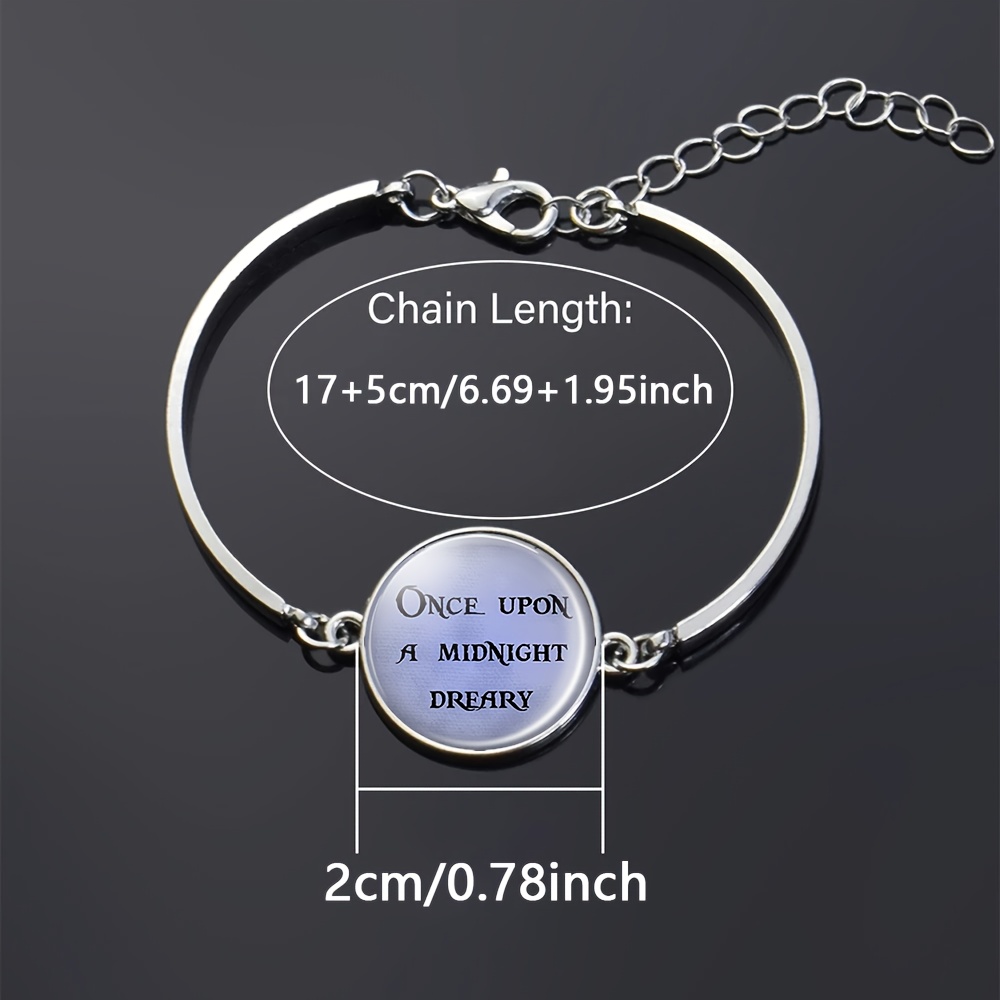 White Flat Glass Expandable Women's Bracelet with Gothic Text, Gift