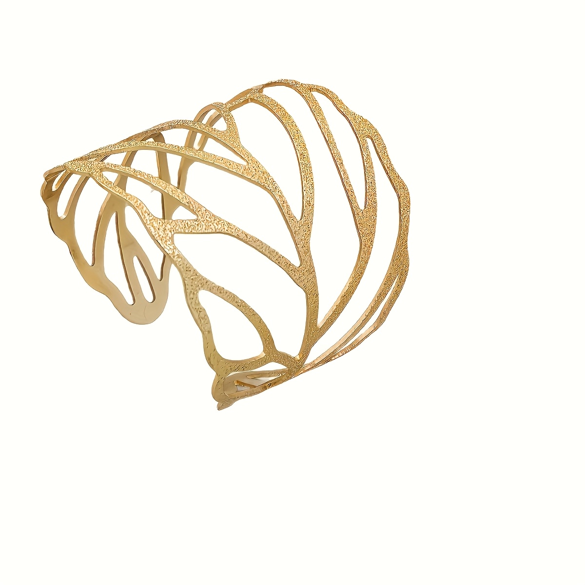 Minimalist Leaf Cutout Bracelet & Ring Set