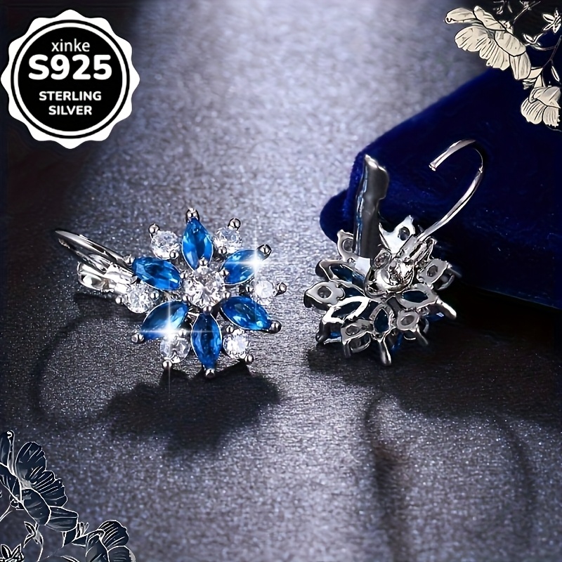  925   and white snowflake hoop drop earrings featuring luxurious   designs   styles suitable for   a versatile piece of jewelry   everyday wear making it an   for birthday gifts and Product details 3