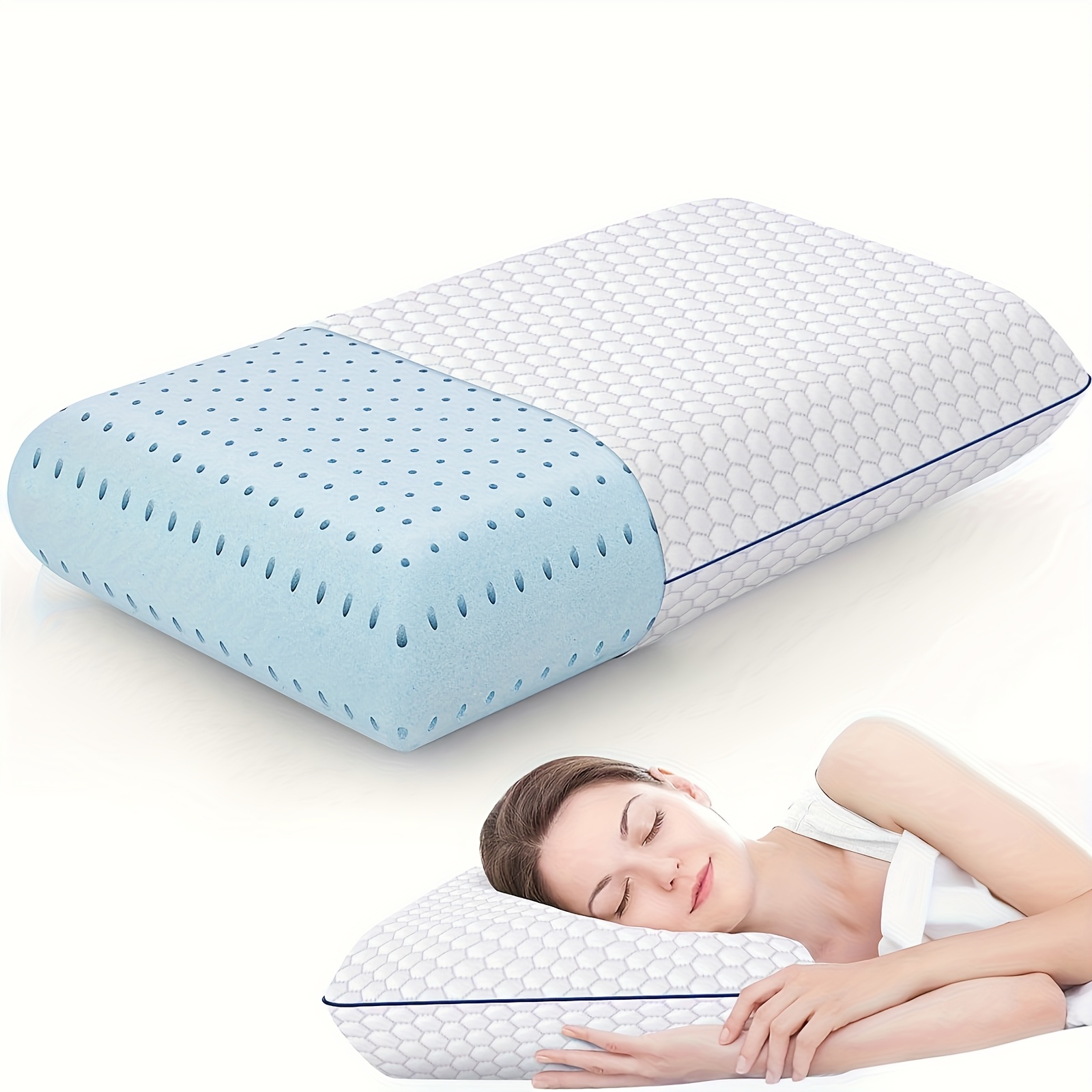 TEMU 1pc Pillows For Side, Back And Stomach Sleepers, Bed Pillow With Washable Cover And Breathable Mesh, Bed Pillow For Sleeping (standard Size)
