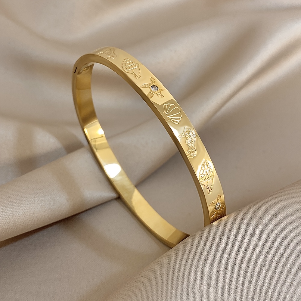 E-shop Vintage Graviertes Marine-Stil: Sea Series Edelstahl Armreif Armband - Urlaubs Schmuck Geschenke