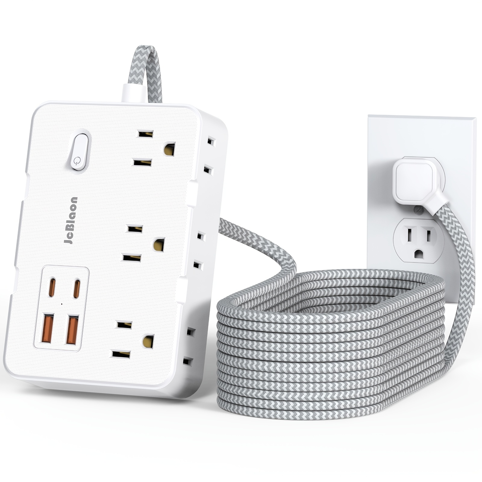 2026 Surge Protector Power Strip – 6 AC Outlets with 4 USB Ports, USB-C Fast Charging, Ultra Thin Flat Plug & Braided Extension Cord for Dorm Room — Zaynora Luxury Marketplace