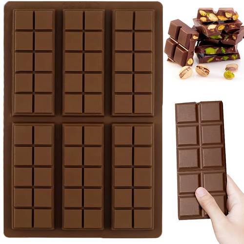 1 2pcs of 6 small chocolate bar molds rectangular silicone molds for baking kitchen suitable for making pistachio chocolate bars candies chocolate snacks and bars for festive gifts