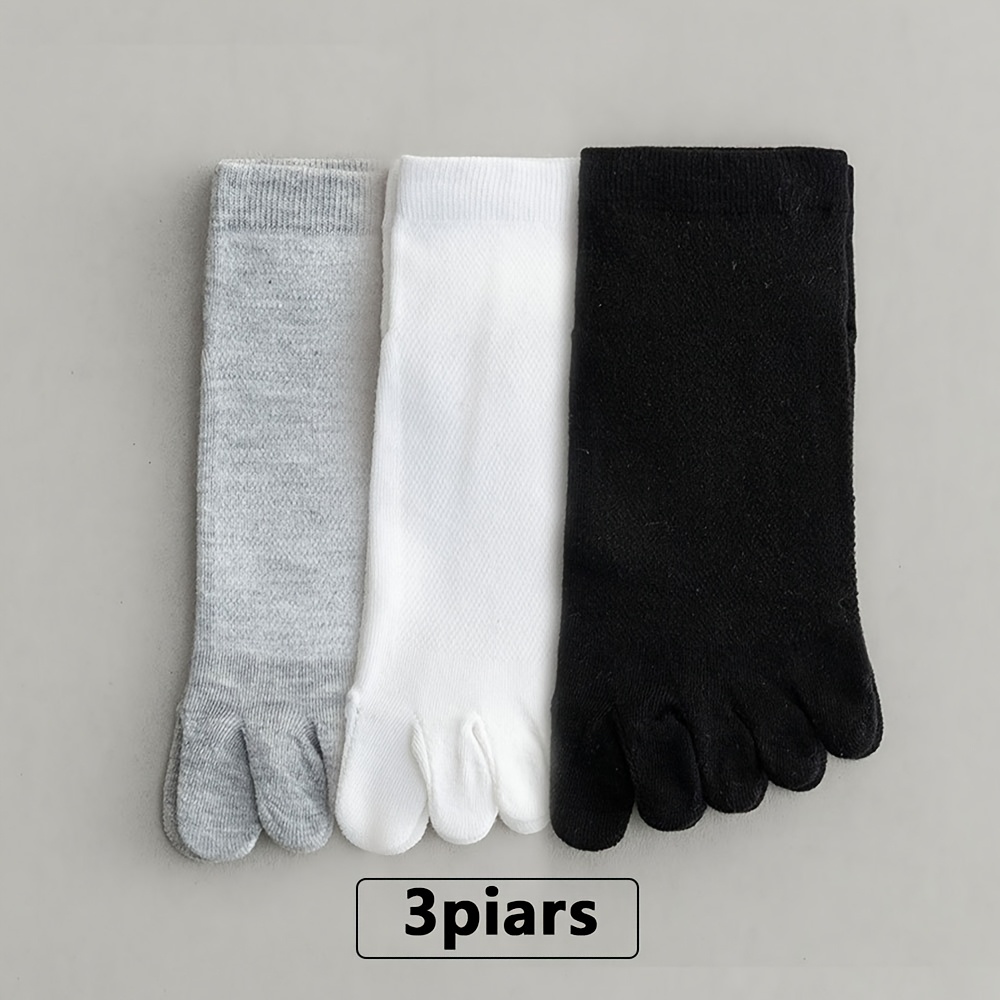 TEMU 3 Pairs Of Solid Color Thin Men's Toe Mesh Breathable Ankle Socks, Suitable For Spring And Summer Daily Wear, A Great Gift For