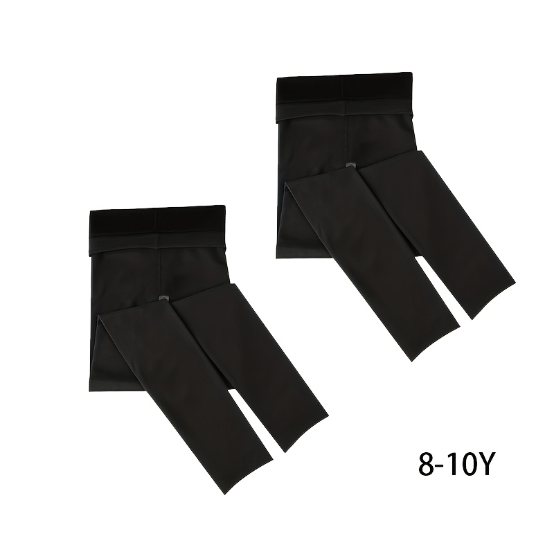 Image of 1/2pcs Set Of Plush Black Autumn Winter Style Ankle Pants, Elastic Warm Thin Velvet Unisex Kids Tights, Versatile School Style