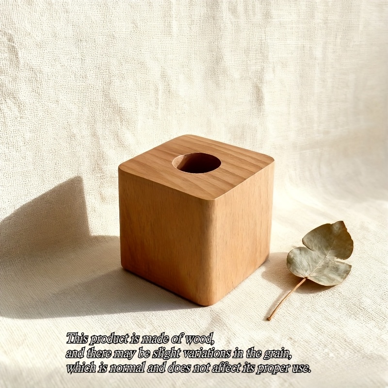 TEMU 1pc Creative Wooden Pen Holder For Living Room And Study Desk, Nordic Walnut Square Storage Pen Rack, Minimalist Writing Tool Organizer,