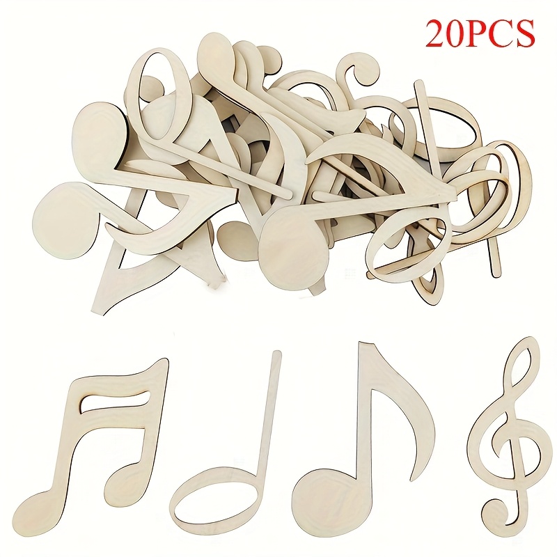 Image of A Set Of 20 Blank Wooden Note-shaped Crafts, Diy Painting And Decoration For Home Parties, Festivals, And Birthdays.